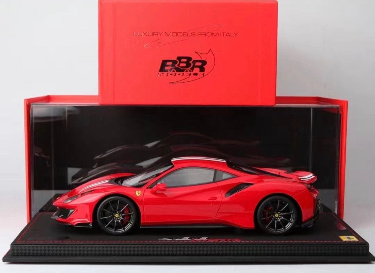 1/18 BBR Ferrari 488 Pista (Rosso Corsa Red & Black Wheels with Yellow Calipers) Resin Car Model Limited 48 Pieces