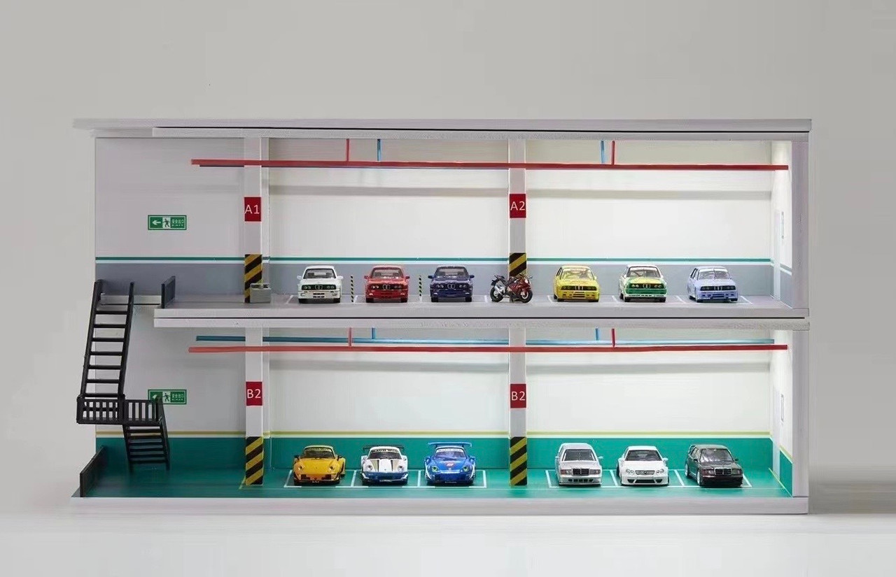 1/64 Two Story Parking Structure Diorama  with LED (car models NOT included)