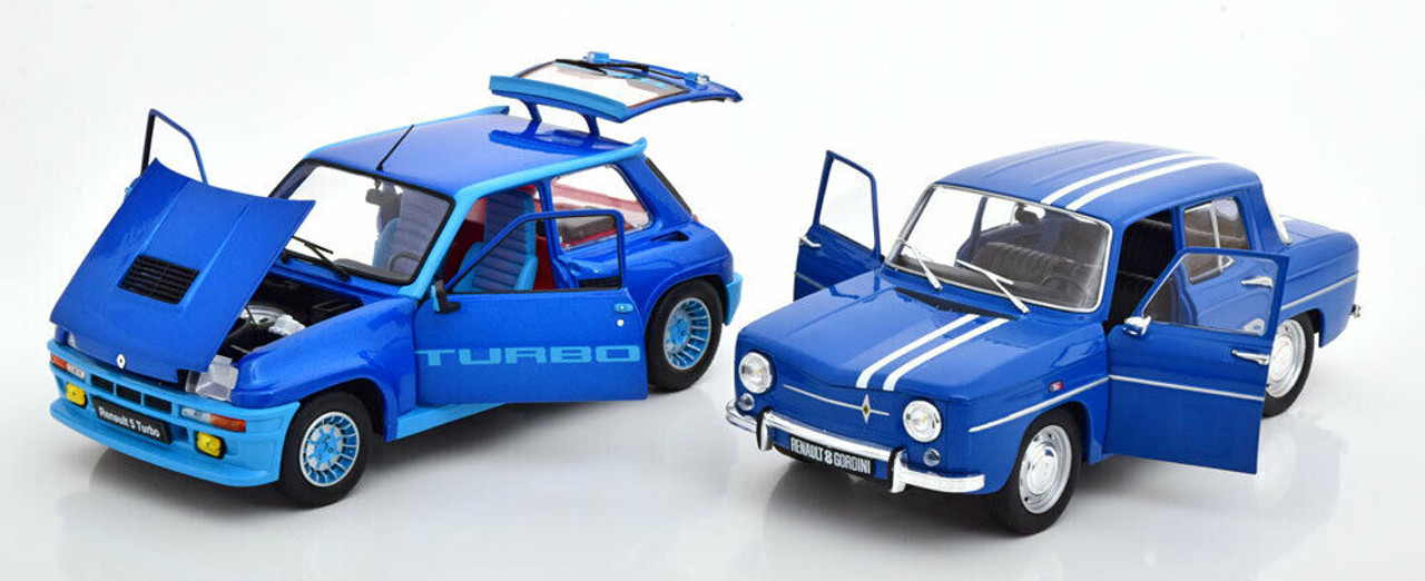 1/18 Solido 2-Car Set Renault R5 Turbo & Renault R8 Gordini Blue Diecast Car Model