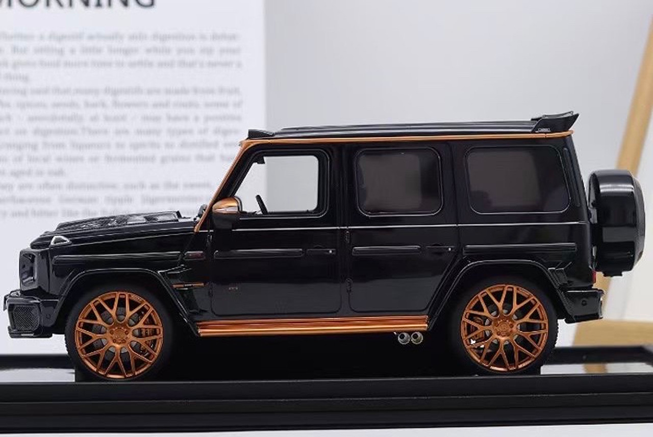1/18 Motorhelix Mercedes-Benz Mercedes G-Class G63 AMG Brabus 800 (Metallic Black with Gold Wheels & Accent) Resin Car Model Limited 99 Pieces