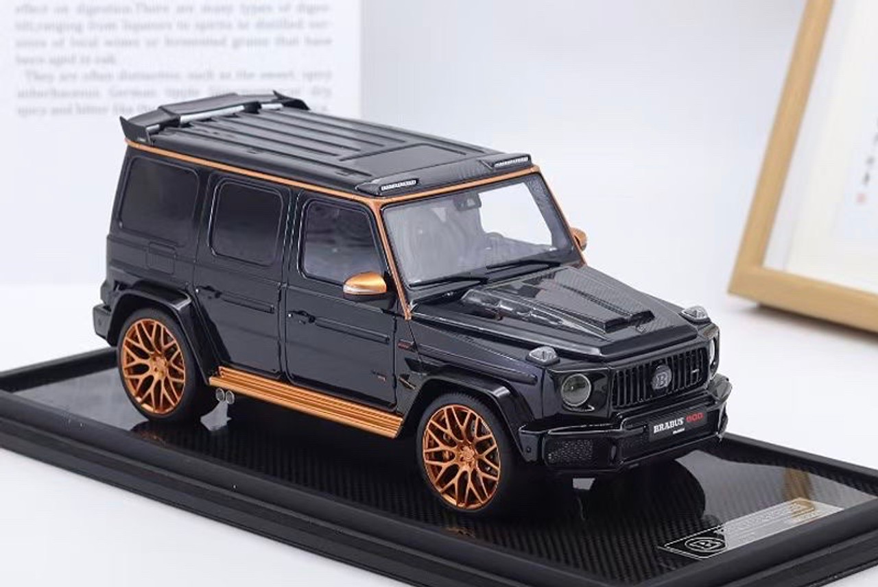 1/18 Motorhelix Mercedes-Benz Mercedes G-Class G63 AMG Brabus 800 (Metallic Black with Gold Wheels & Accent) Resin Car Model Limited 99 Pieces