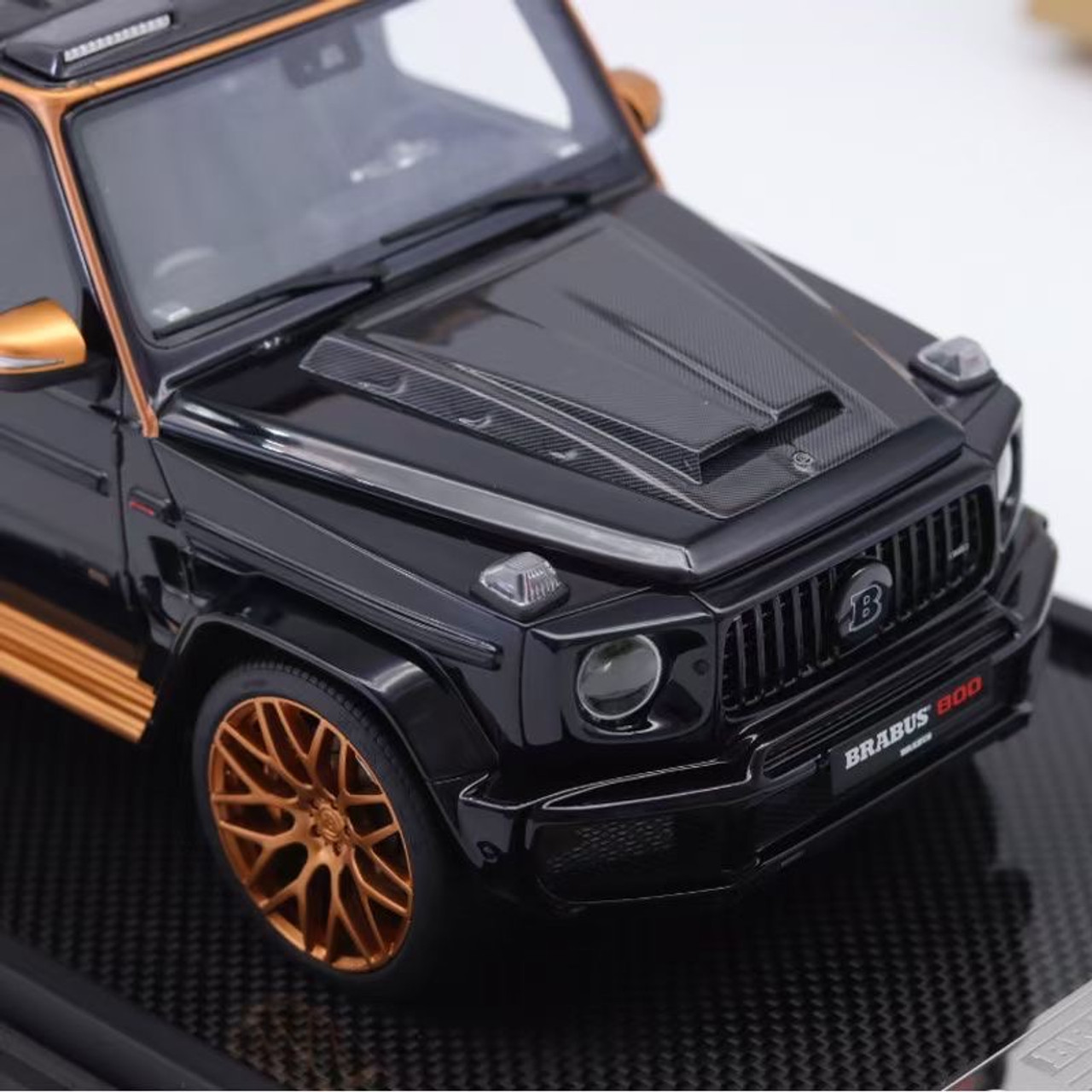 1/18 Motorhelix Mercedes-Benz Mercedes G-Class G63 AMG Brabus 800 (Metallic Black with Gold Wheels & Accent) Resin Car Model Limited 99 Pieces