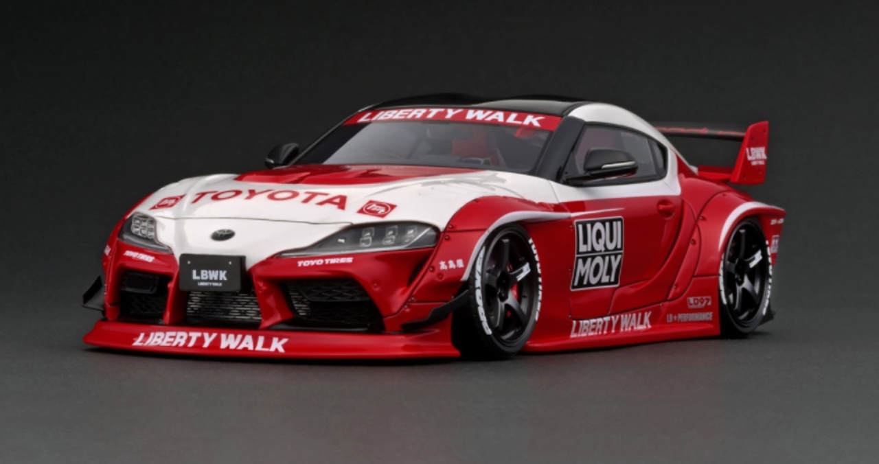 1/18 Ignition Model LB-WORKS TOYOTA SUPRA (A90) (White & Red) Resin Car  Model