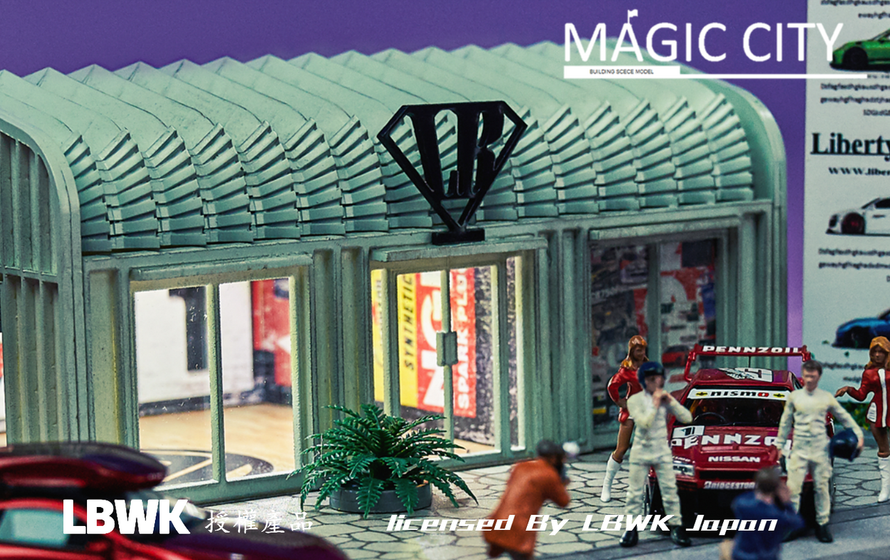 1/64 Magic City Japan LBWK Headquarter White Triangle Roof Exhibition Hall Diorama (car models & Figures NOT included) 