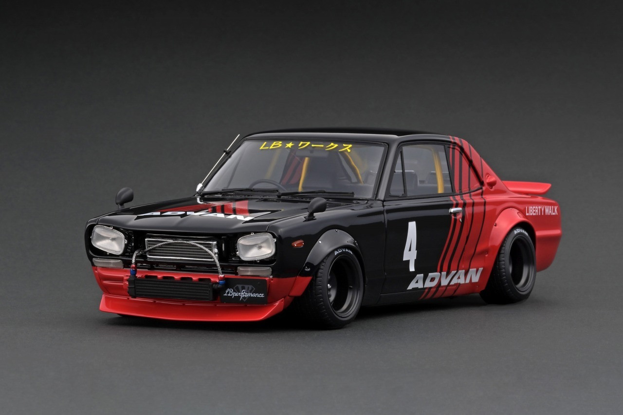 1/18 Ignition Model Nissan KPGC10 Skyline GT-R Hakosuka LB-Works (Black &  White) Resin Car Model