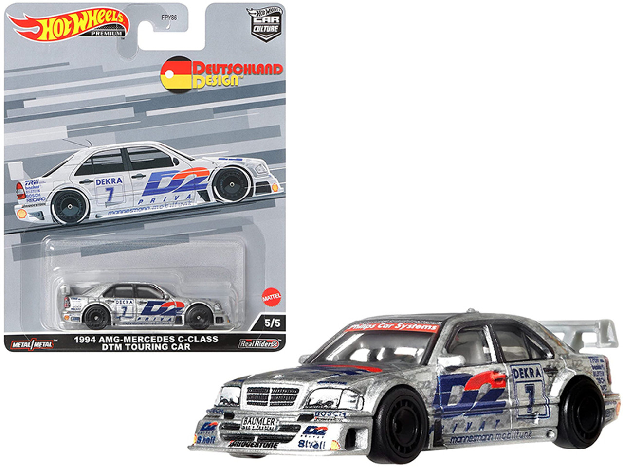 1994 Mercedes-AMG C-Class #7 Silver DTM Touring Car "Deutschland Design" Series Diecast Model Car by Hot Wheels