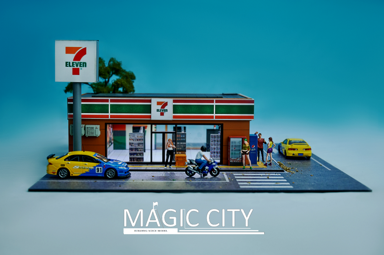 1/64 Magic City 7-Eleven Seven-Eleven 7-11 Diorama (car models & figures NOT included)