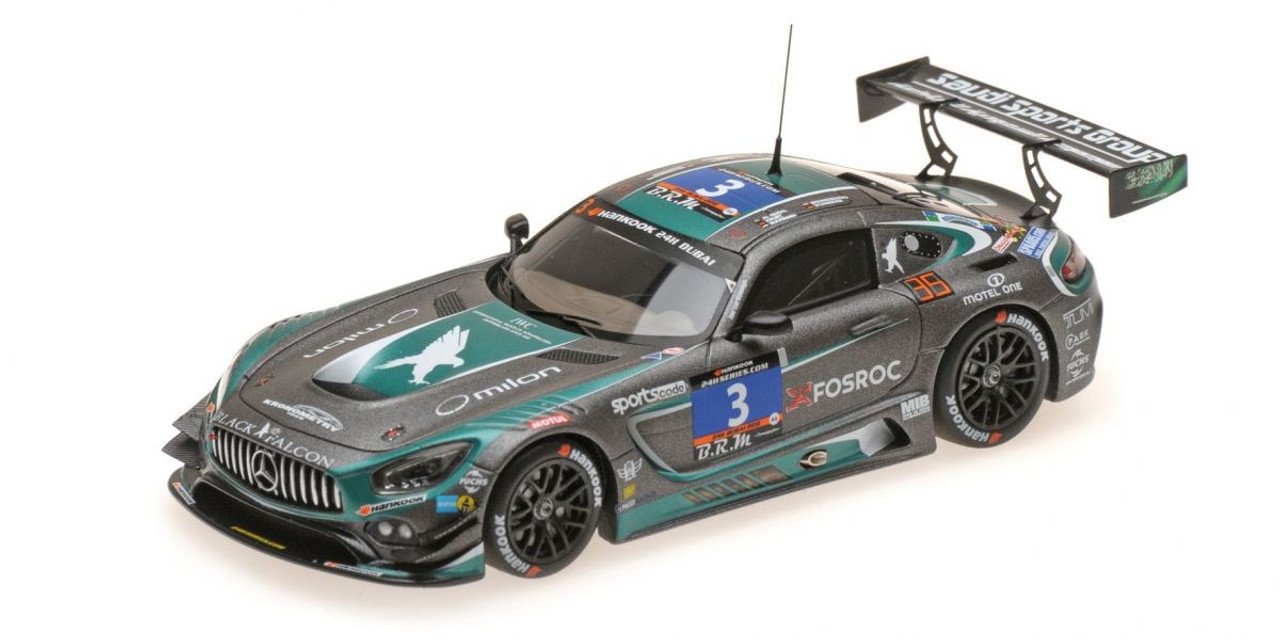 1/43 Minichamps Mercedes-Benz AMG GT3 #3 24h Dubai 2016 Team Black Falcon Abdulaziz Al-Faisal, Michal Broniszewski, Yelmer Buurmann, Hubert Haupt Diecast Car Model