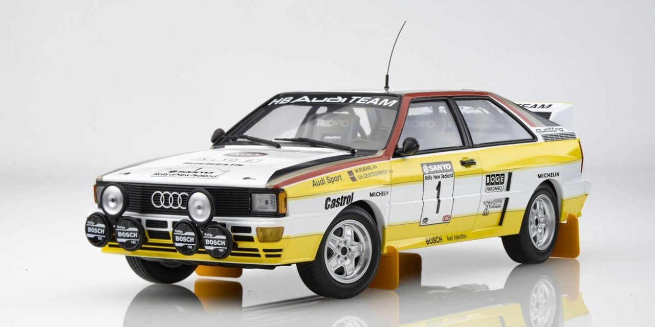 1/18 Minichamps 1984 Audi Quattro A2 #1 Sanyo Rallye of New Zealand Walter Röhrl, Christian Geistdörfer Diecast Car Model