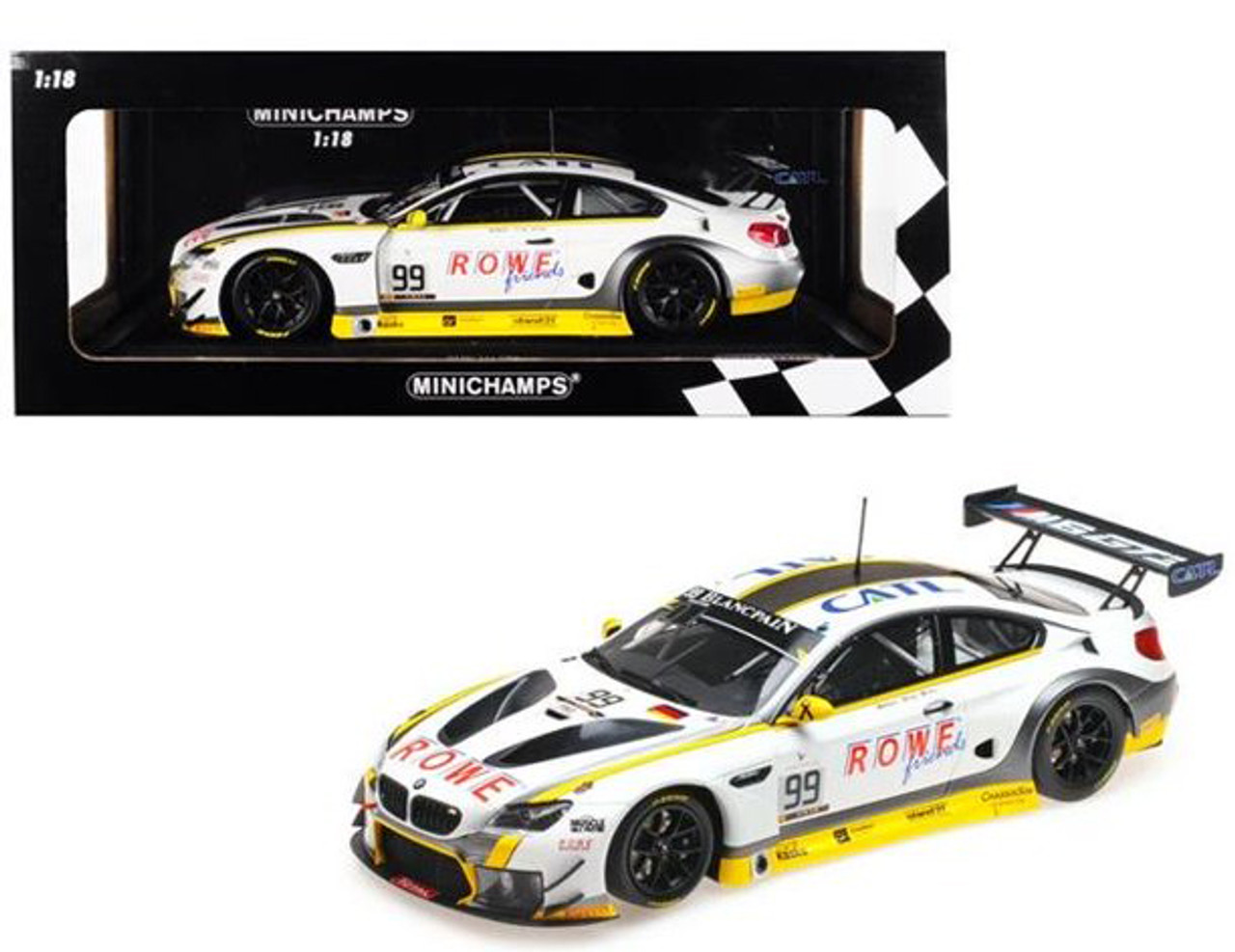 1/18 Minichamps 2016 BMW M6 GT3 ROWE Racing #99 Winner 24h Spa ROWE Racing  Maxime Martin, Philipp Eng, Alexander Sims Diecast Car Model