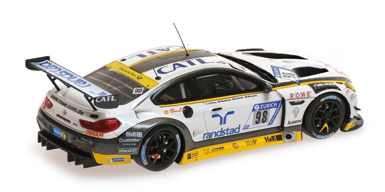 1/43 Minichamps 2018 BMW M6 GT3 #98 24h Nürburgring Rowe Racing Nicky Catsburg, Richard Westbrook, John Edwards, Tom Blomqvist Diecast Car Model