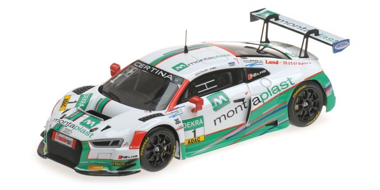 1/43 Minichamps 2017 Audi R8 LMS #1 ADAC GT Masters Montaplast by Land-Motorsport Connor De Phillippi, Christopher Mies Diecast Car Model