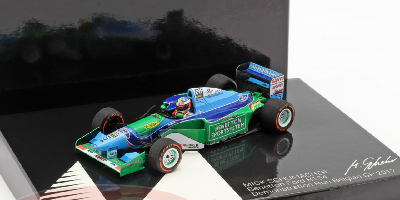 1/43 Minichamps 2017 Mick Schumacher Benetton B194 #5 Demo Run GP Spa Formula 1 Diecast Car Model