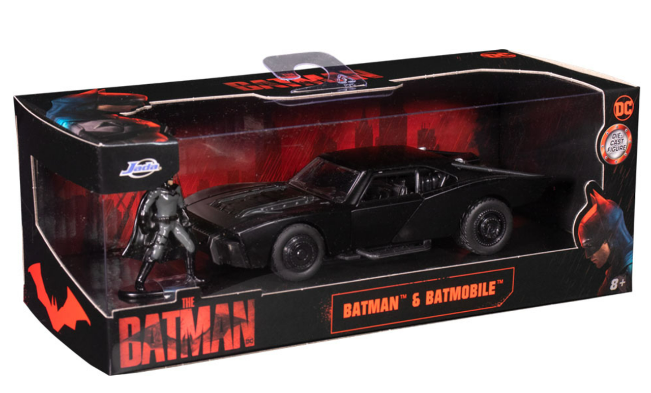 1/32 Jada 2022 "The Batman" Batmobile with Batman Figure Hollywood Rides Diecast Car Model