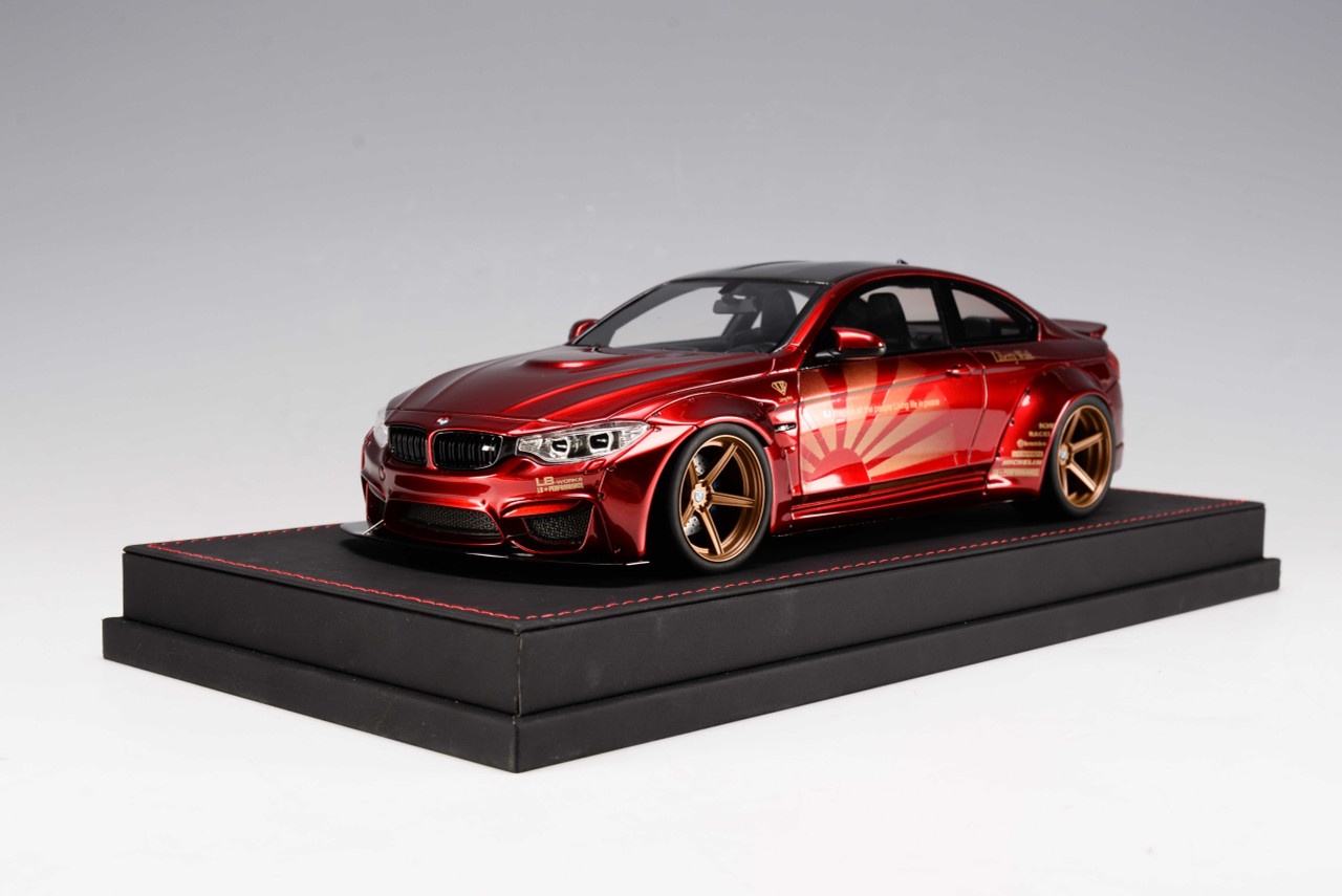 1/18 BMW M4 F82 Liberty Walk Widebody (Metallic Red) Resin Car Model Limited 55 Pieces