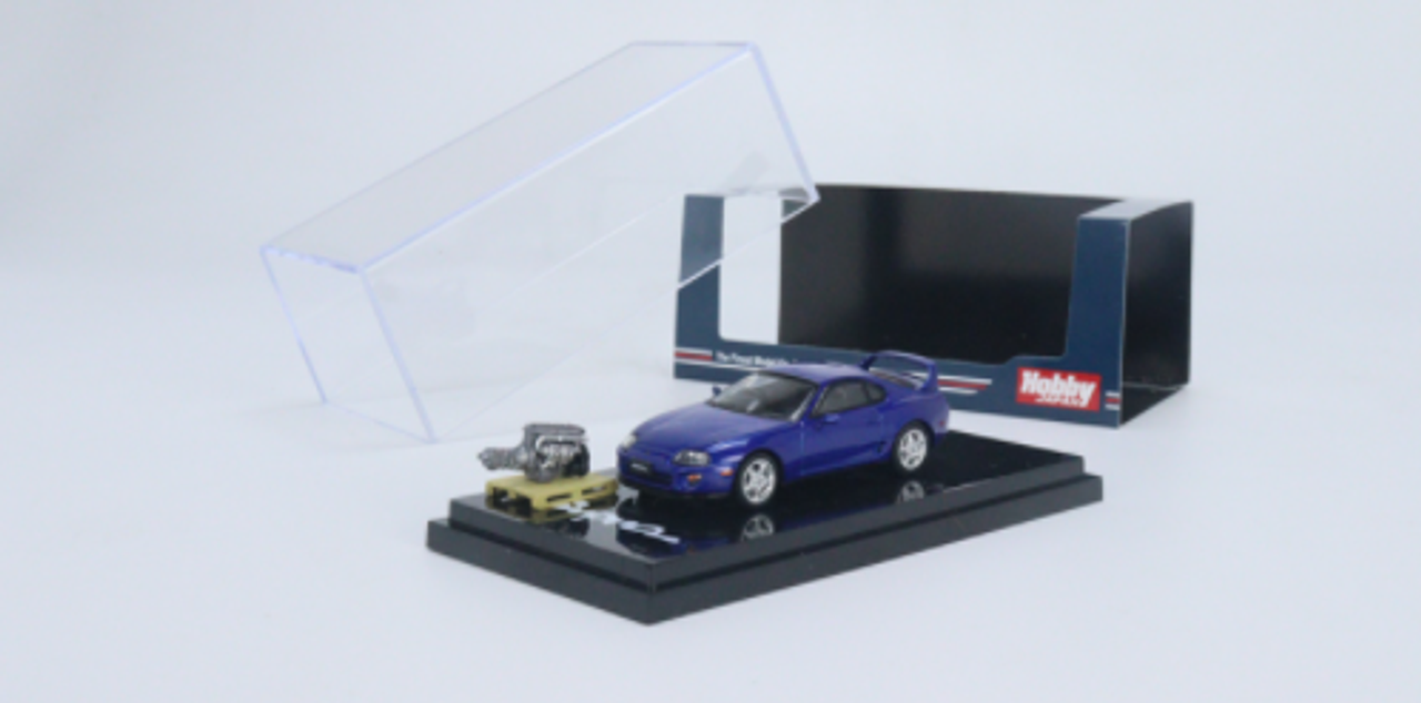  1/64 HOBBY JAPAN Toyota SUPRA RZ (A80) with Engine Display Model blue