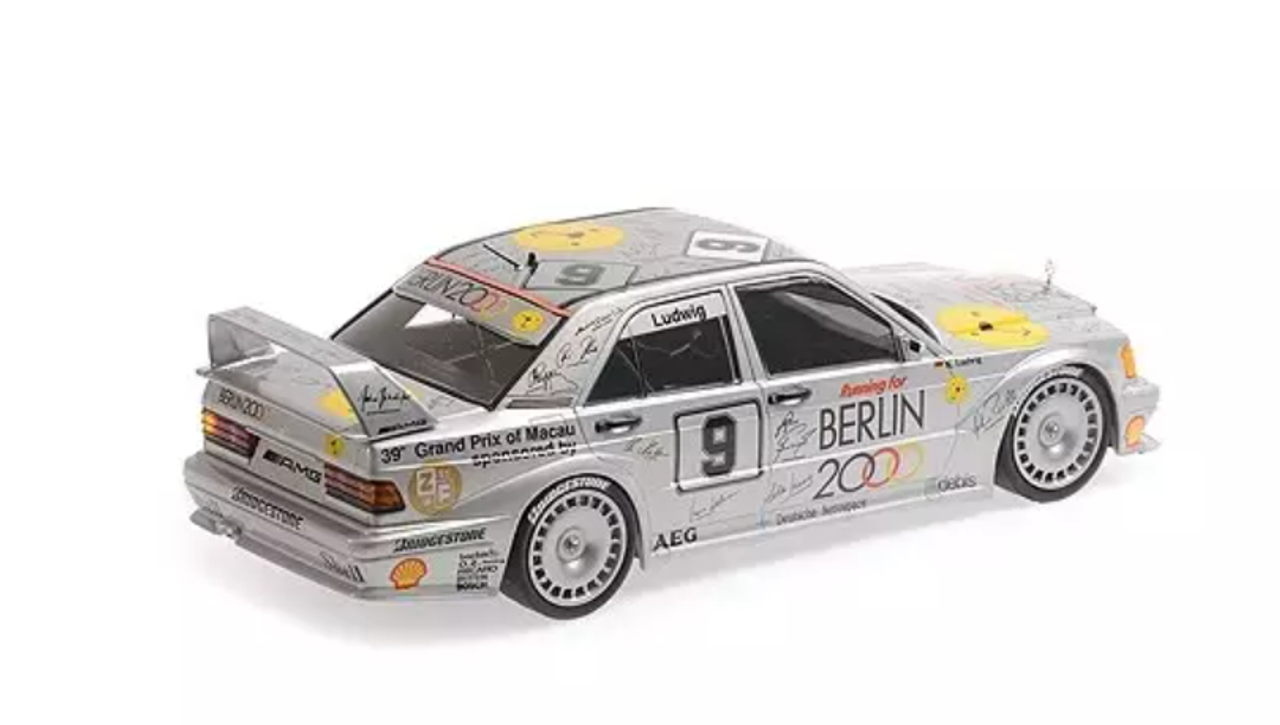 1/18 Minichamps 1992 Mercedes-Benz 190E 2.5-16 Evo 2 #9 Macau Guia Race Klaus Ludwig Diecast Car Model