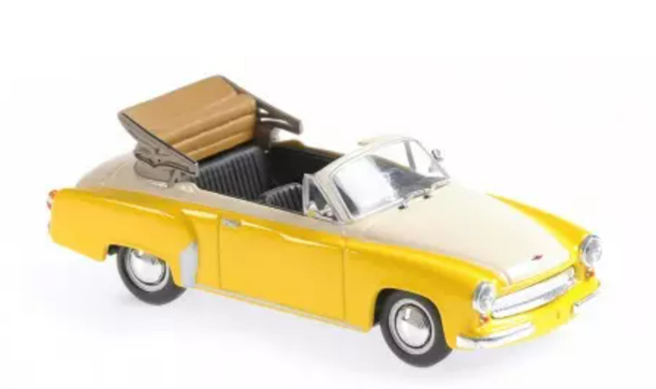 1/43 Minichamps 1958 Wartburg 311 Cabriolet (Yellow & White) Car Model