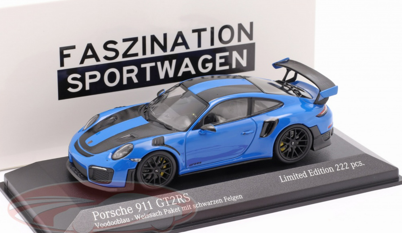 1/43 Minichamps 2018 Porsche 911 (991.2) GT2 RS Weissach Package (Voodoo Blue with Black Rims) Car Model