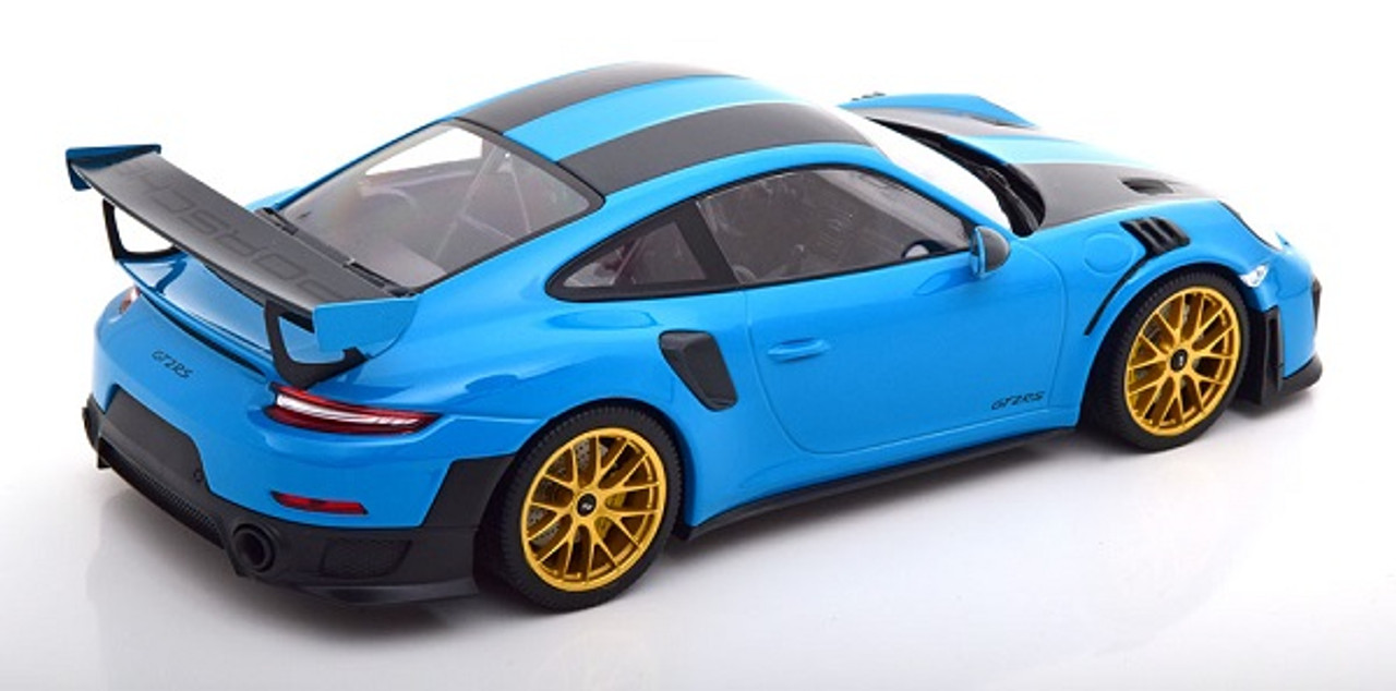 1/18 Minichamps 2018 Porsche 911 (991.2) GT2 RS Weissach Package (Miami Blue with Golden Rims) Car Model Limited 150 Pieces