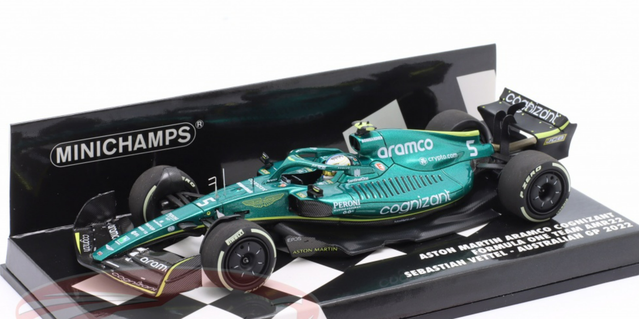 1/43 Minichamps 2022 Formula 1 Sebastian Vettel Aston Martin AMR22 #5 Australia GP Formula 1 Model Car