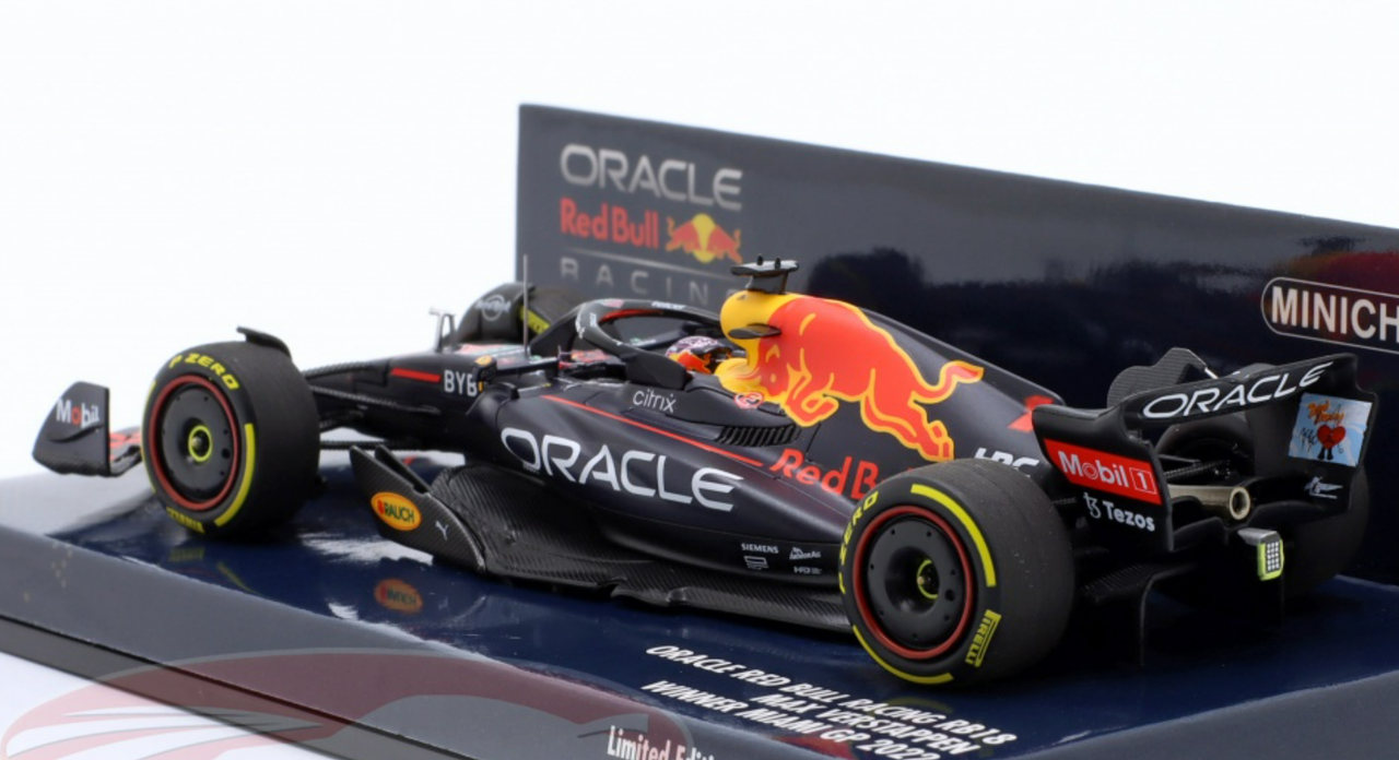 1/43 Minichamps 2022 Formula 1 Max Verstappen Red Bull RB18 #1 Winner Miami GP Car Model