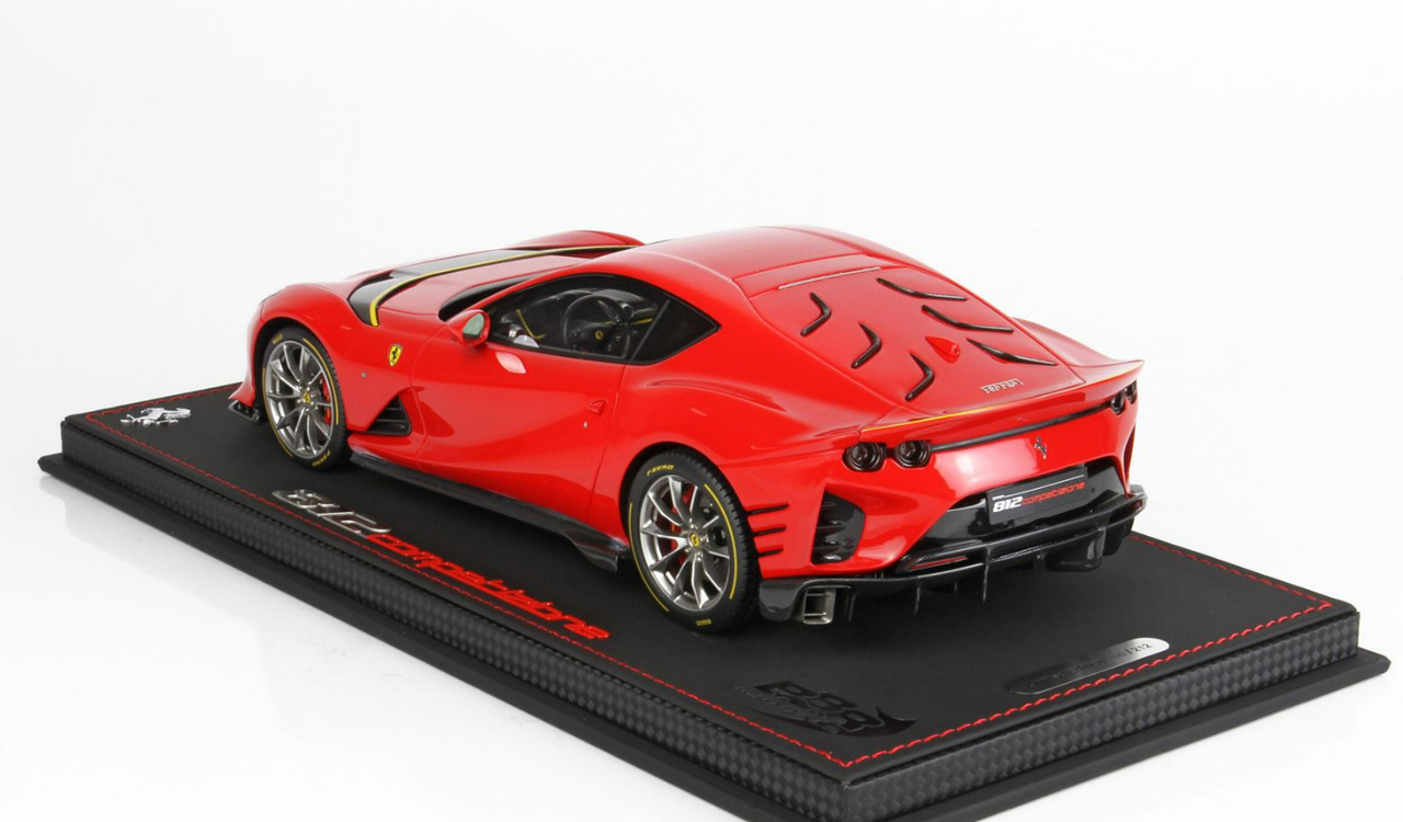 1/18 BBR 2021 Ferrari 812 Competizione (Red Corsa 322 With Yellow Fly Horizontal Stripe) Resin Car Model Limited 212 Pieces