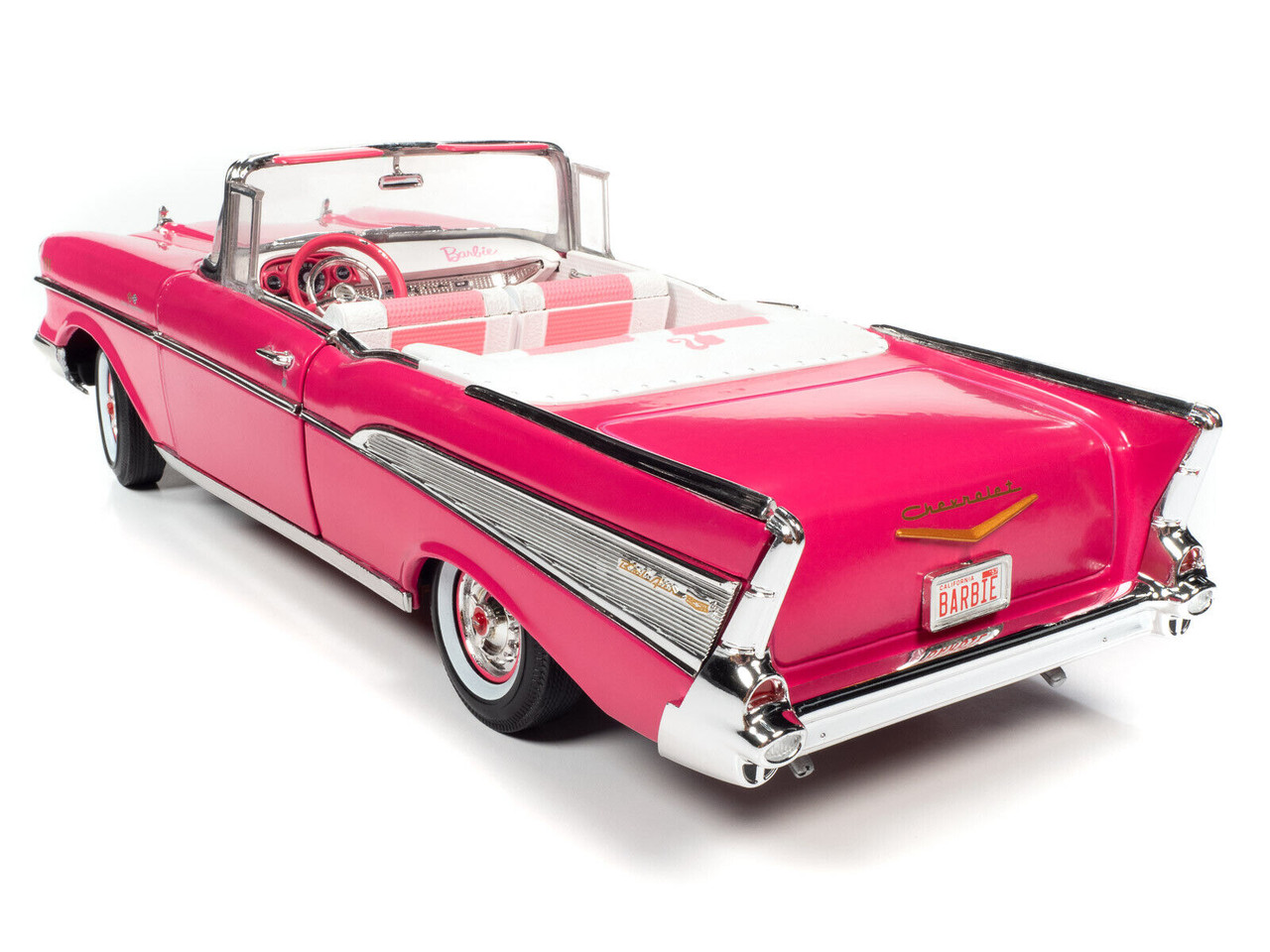 1/18 Auto World 1957 Chevrolet Bel Air Convertible Pink "Barbie" "Silver Screen Machines" Diecast Car Model