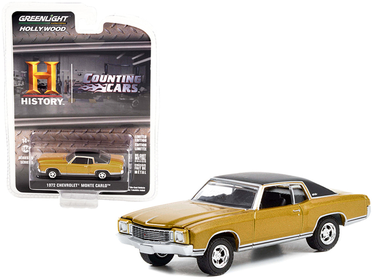 1972 Chevrolet Monte Carlo Gold Metallic with Black Top Counting Cars  (2012) TV Series Hollywood Series Release 35 1/64 Diecast Model Car by ...