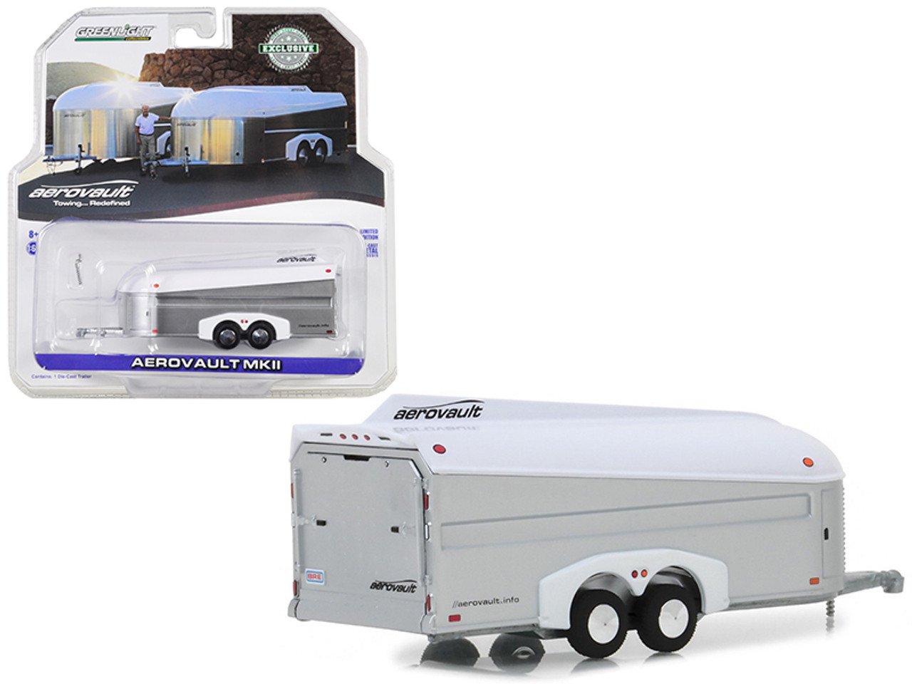 Aerovault MKII Trailer Silver with White Top "Hobby Exclusive" 1/64 Diecast Model by Greenlight