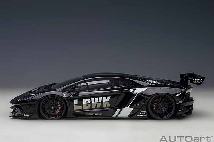 1/18 AUTOart Liberty Walk LB-Works Lamborghini Aventador Limited Edition LBWK Livery (Black with Carbon Bonnet) Car Model