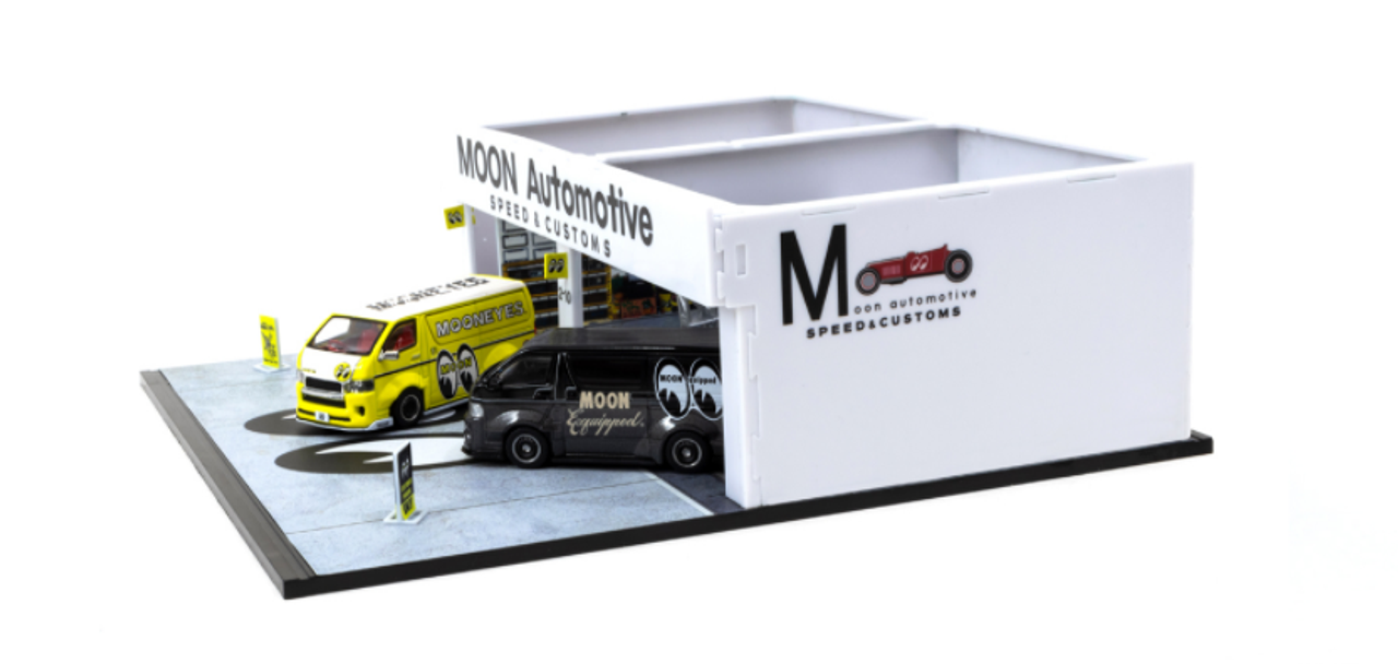 1/64 Tarmac Works Pit Garage Mooneyes Theme Diorama (car models NOT  included) - LIVECARMODEL.com