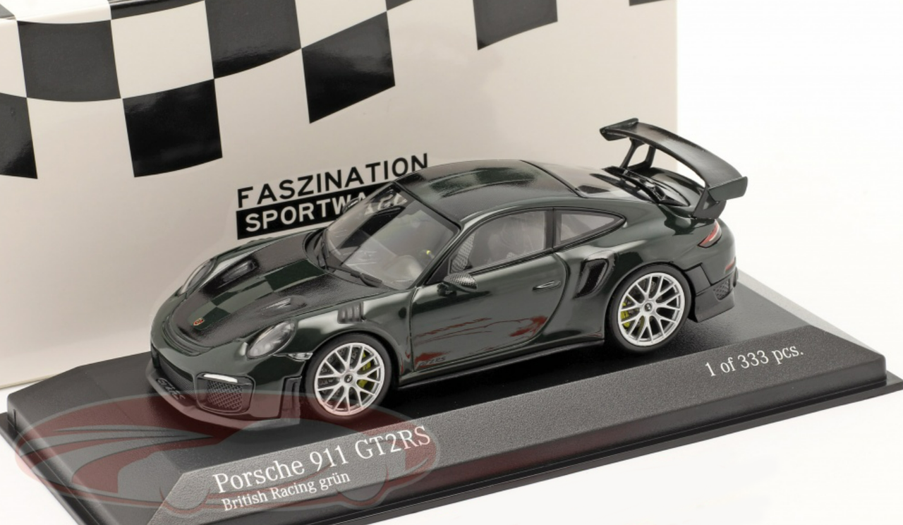 1/43 Minichamps 2018 Porsche 911 (991.2) GT2 RS (British Racing Green with Silver Wheels) Car Model Limited 333 Pieces