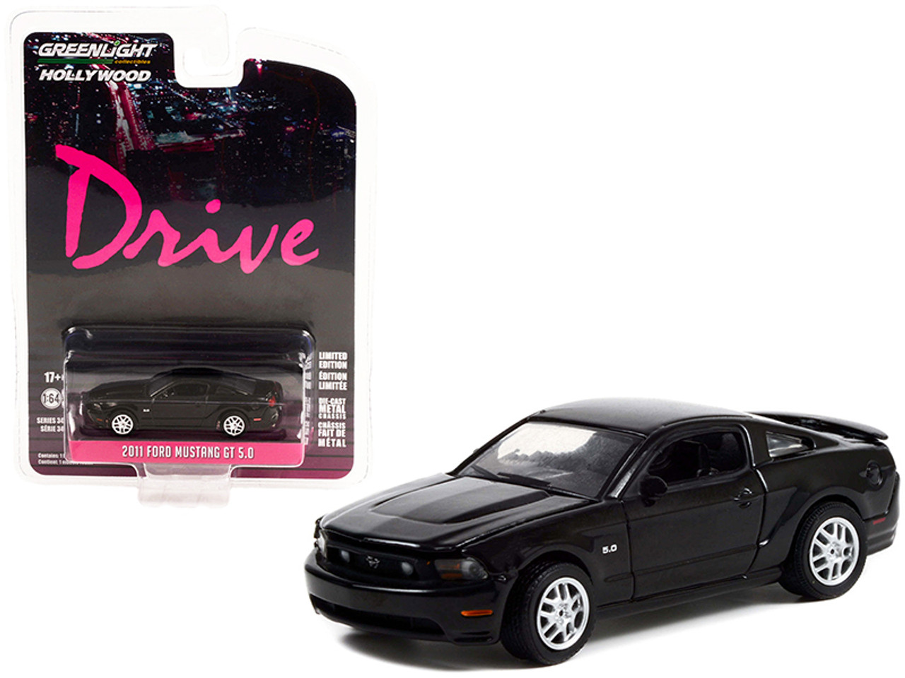 2011 Ford Mustang GT 5.0 Black "Drive" (2011) Movie "Hollywood Series" Release 34 1/64 Diecast Model Car by Greenlight