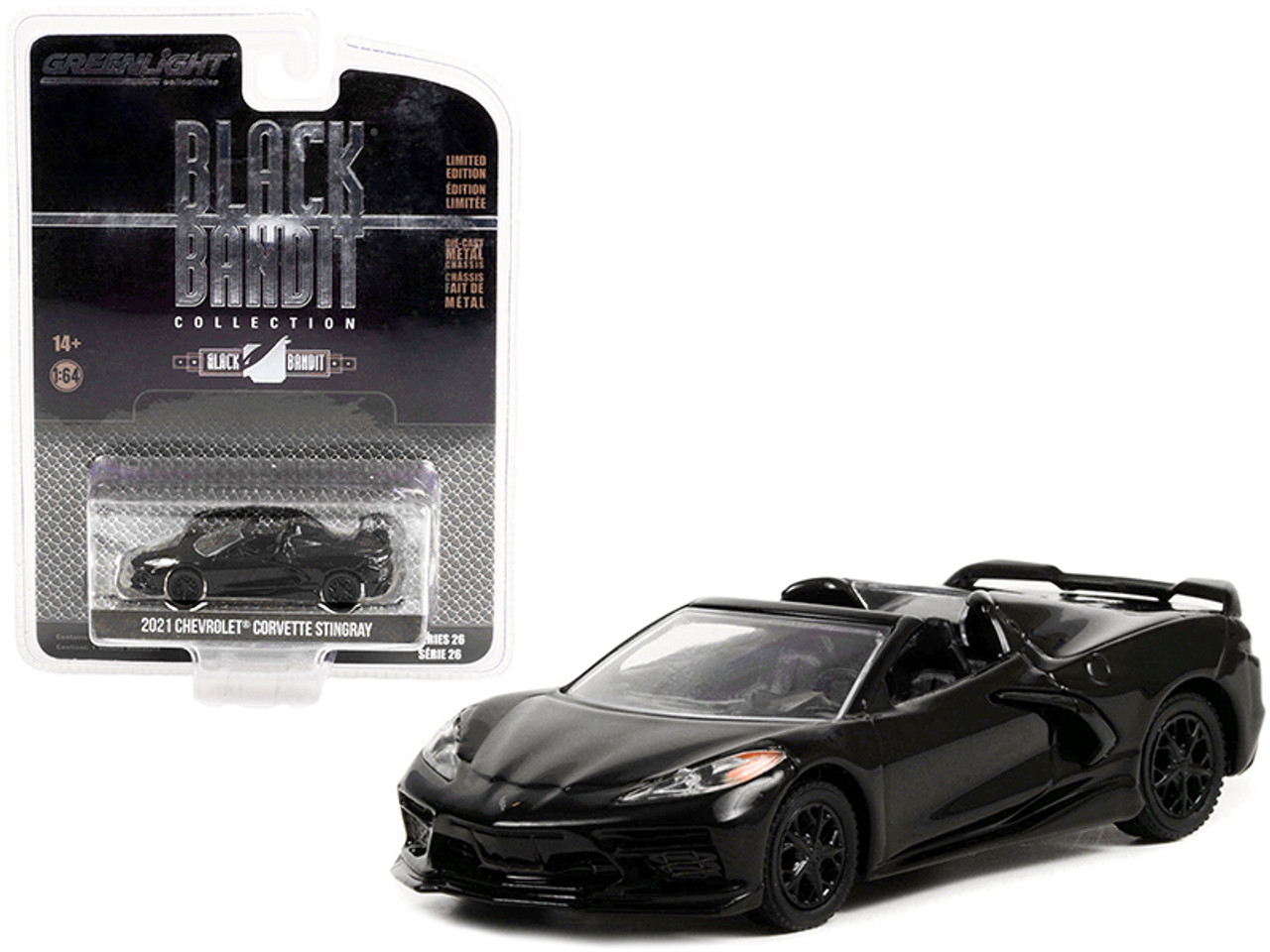 2021 Chevrolet Corvette C8 Stingray Convertible "Black Bandit" Series 26 1/64 Diecast Model Car by Greenlight