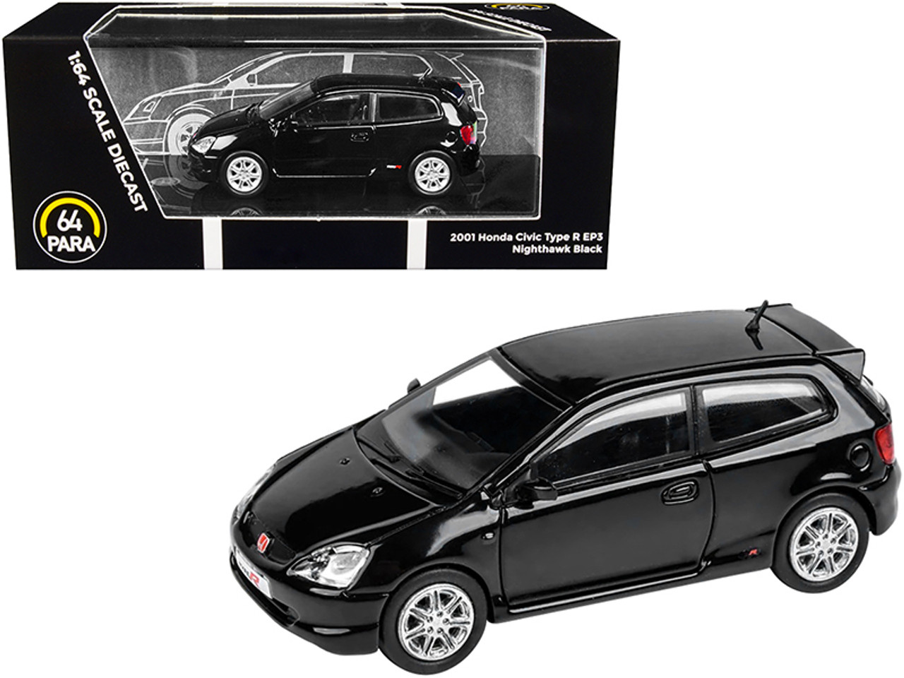 2001 Honda Civic Type R EP3 Nighthawk Black 1/64 Diecast Model Car by  Paragon Models