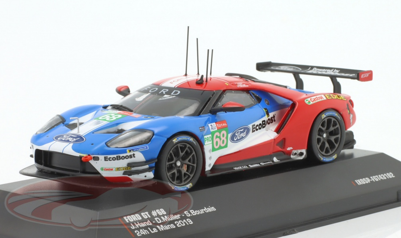 1/43 Ixo 2019 Ford GT #68 24h LeMans Ford Chip Ganassi Team USA Sébastien Bourdais, Joey Hand, Dirk Müller Car Model