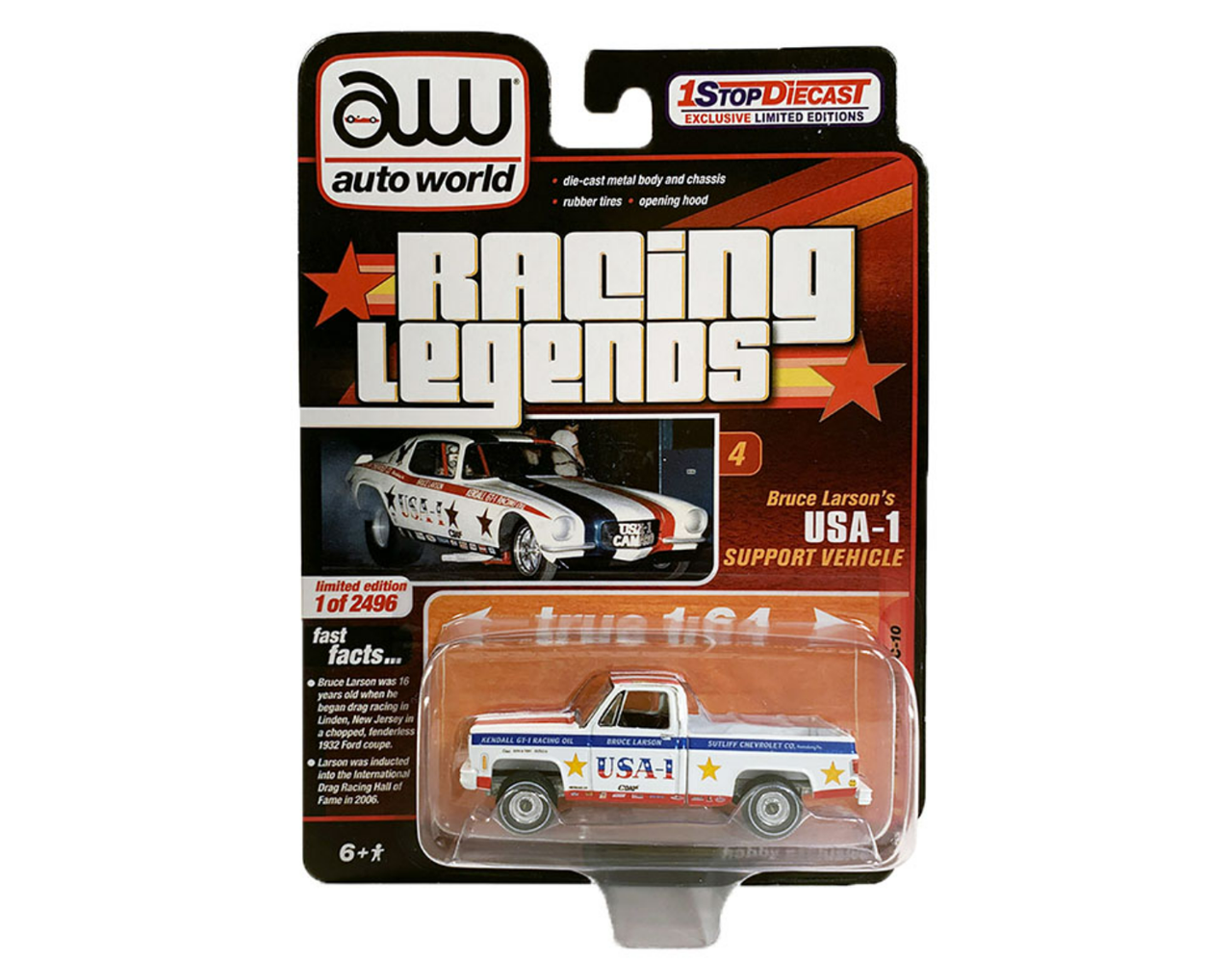 1/64 Auto World 1973 Chevrolet Chevy C10 C-10 Bruce Larson USA-1 Support Diecast Car Model