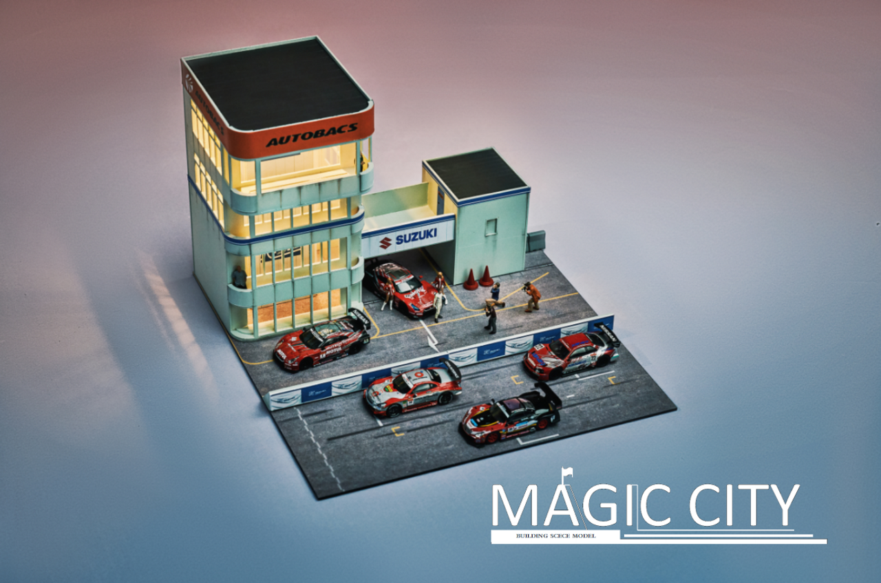 1/64 Magic City Japan Tsukuba Track Main Building Diorama with Lights (car models & figures NOT included)