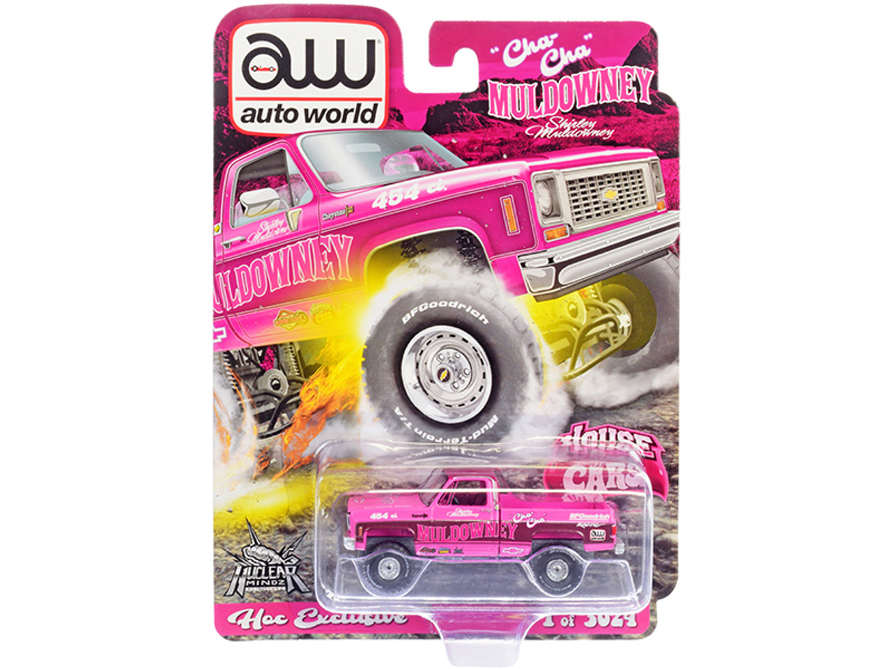 Chevrolet Cheyenne 10 Pickup Truck Pink with Graphics "Cha Cha" Shirley Muldowney "Las Vegas Diecast Super Convention" (2022) Limited Edition to 3024 pieces Worldwide 1/64 Diecast Model Car by Auto World