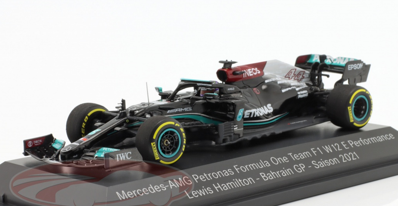 1/43 Minichamps 2021 Lewis Hamilton Mercedes-AMG F1 W12 #44 Winner Bahrain GP Formula 1 Car Model