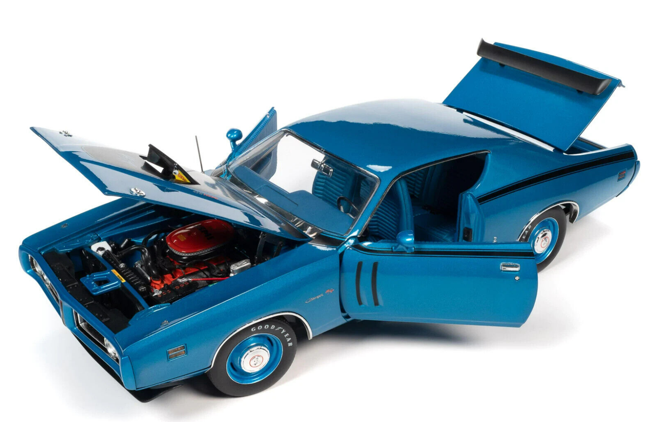 1/18 Auto World 1971 Dodge Charger R/T (Blue) Diecast Car Model