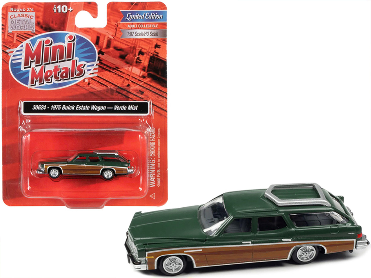 1975 Buick Estate Wagon Verde Mist Green with Woodgrain Sides 1/87 (HO) Scale Model Car by Classic Metal Works