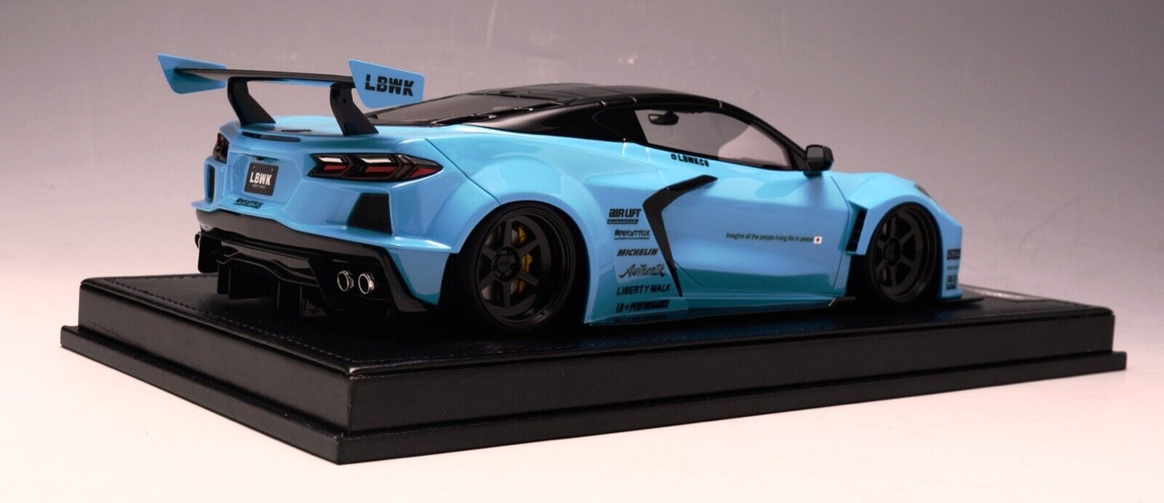 1/18 Ivy Chevrolet Chevy Corvette C8 LB Liberty Walk Widebody (Baby Blue) Resin Car Model Limited 99 Pieces