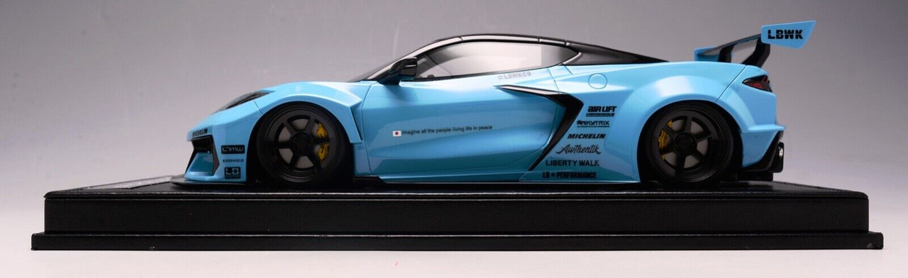 1/18 Ivy Chevrolet Chevy Corvette C8 LB Liberty Walk Widebody (Baby Blue) Resin Car Model Limited 99 Pieces