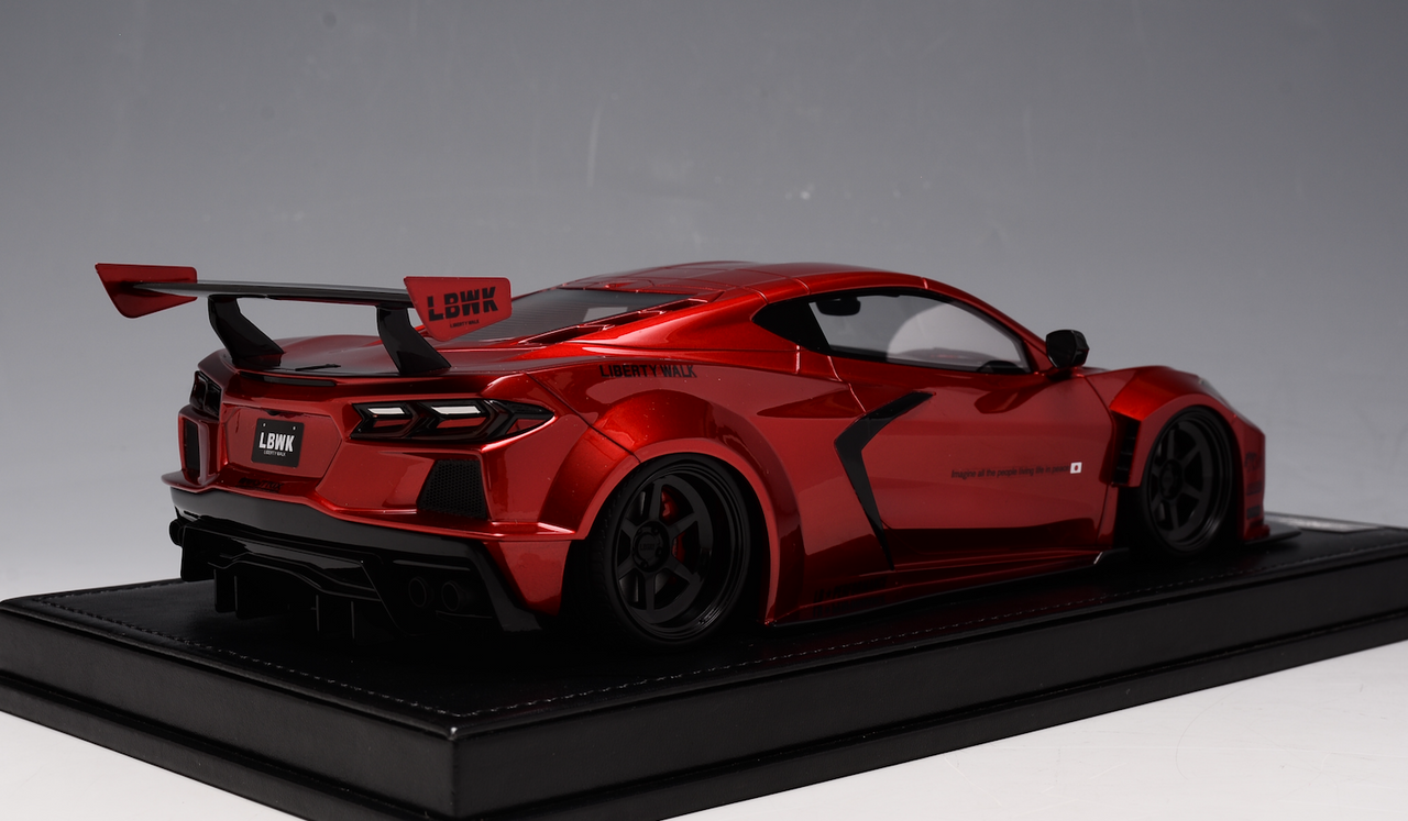 1/18 Ivy Chevrolet Chevy Corvette C8 LB Liberty Walk Widebody (Apple Candy Red with Black Wheels) Resin Car Model Limited 99 Pieces