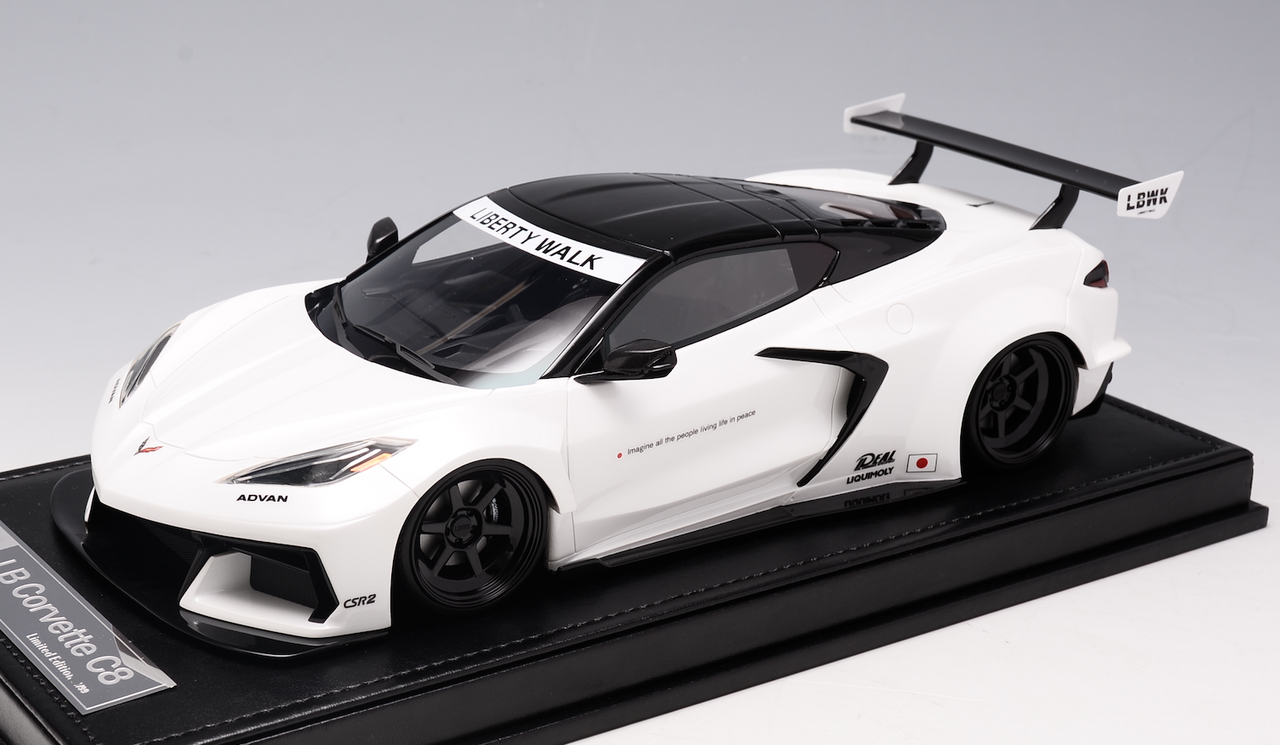 1/18 Ivy Chevrolet Chevy Corvette C8 LB Liberty Walk Widebody (Pearl White) Resin Car Model Limited 99 Pieces