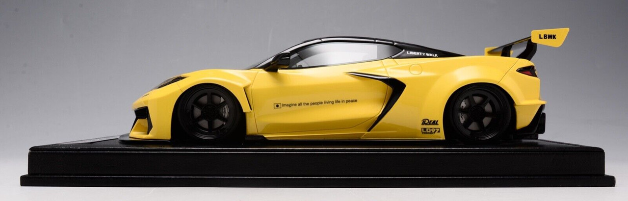 1/18 Ivy Chevrolet Chevy Corvette C8 LB Liberty Walk Widebody (Yellow) Resin Car Model Limited 99 Pieces