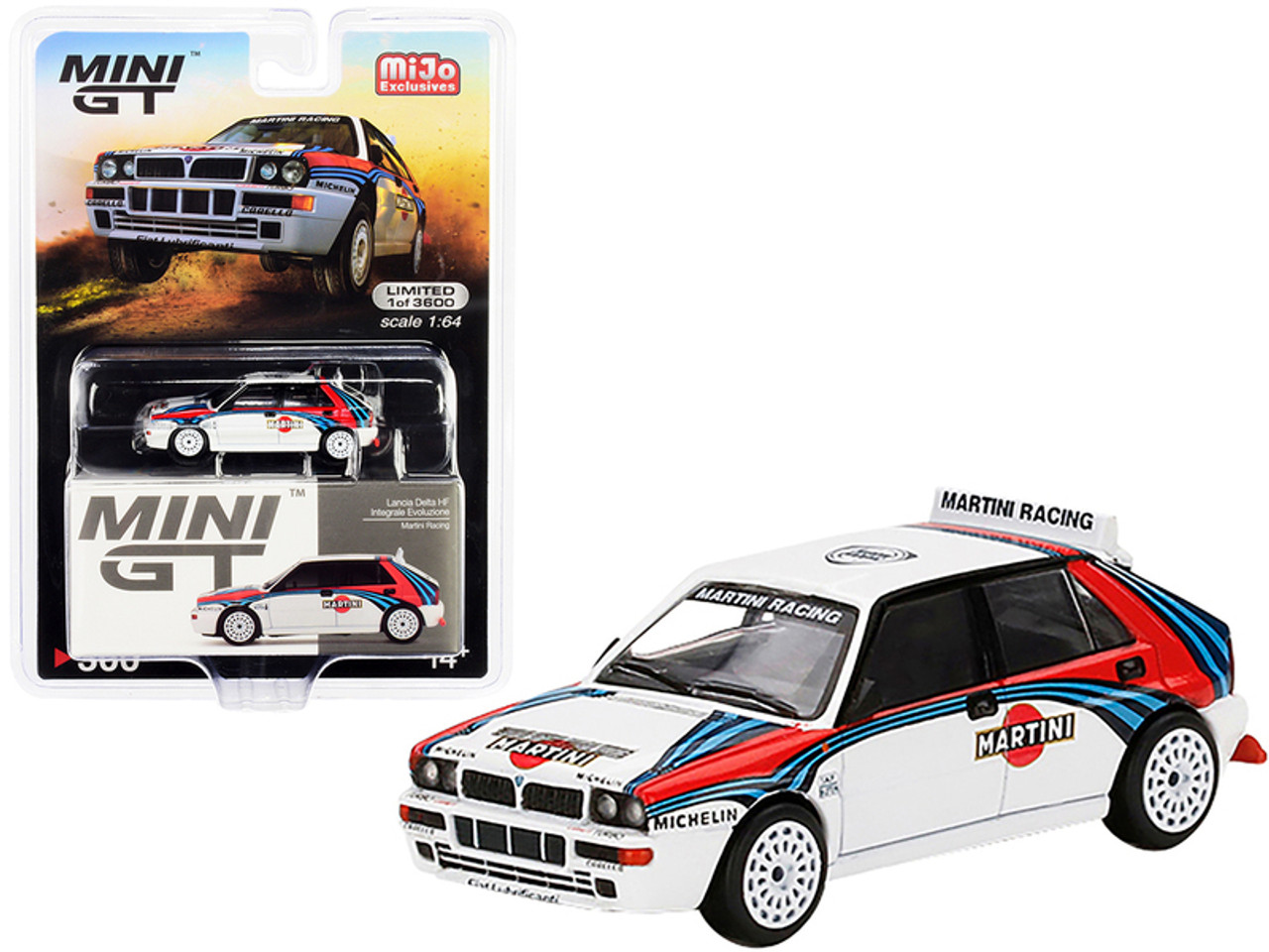 Lancia Delta HF Integrale Evoluzione White with Graphics "Martini Racing" Limited Edition to 3600 pieces Worldwide 1/64 Diecast Model Car by True Scale Miniatures