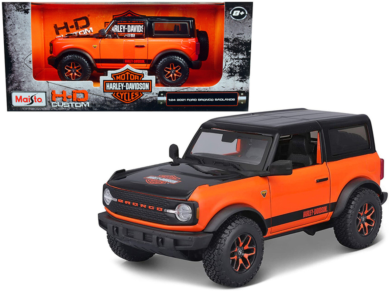 1/24 Maisto 2021 Ford Bronco Badlands (Orange & Black) Diecast Car Model